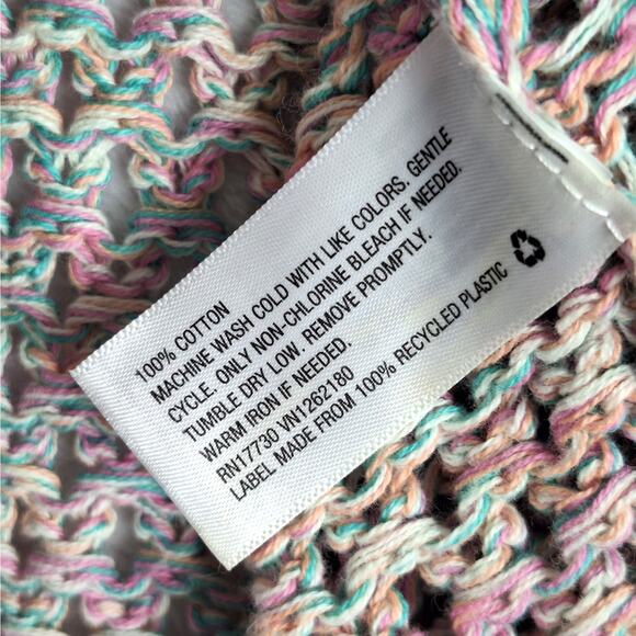 Womens Sweater Large Crochet Open Knit Sheer Boho Cottagecore Pastel Soft Girl - Picture 5 of 6